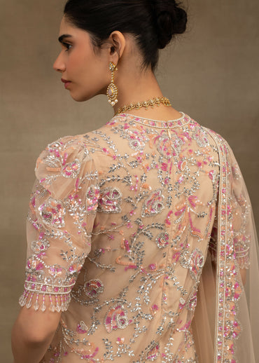 Blush Pink Embroidered Kurta and Palazzo Set with Dupatta