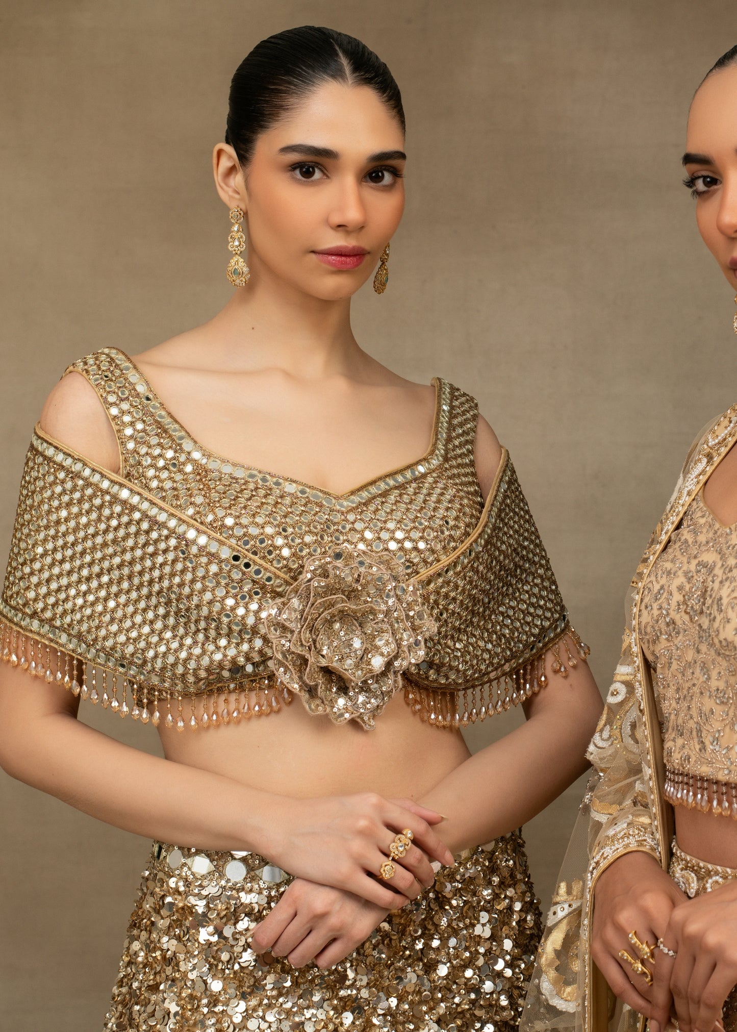 Beige Butterfly Lehenga Set