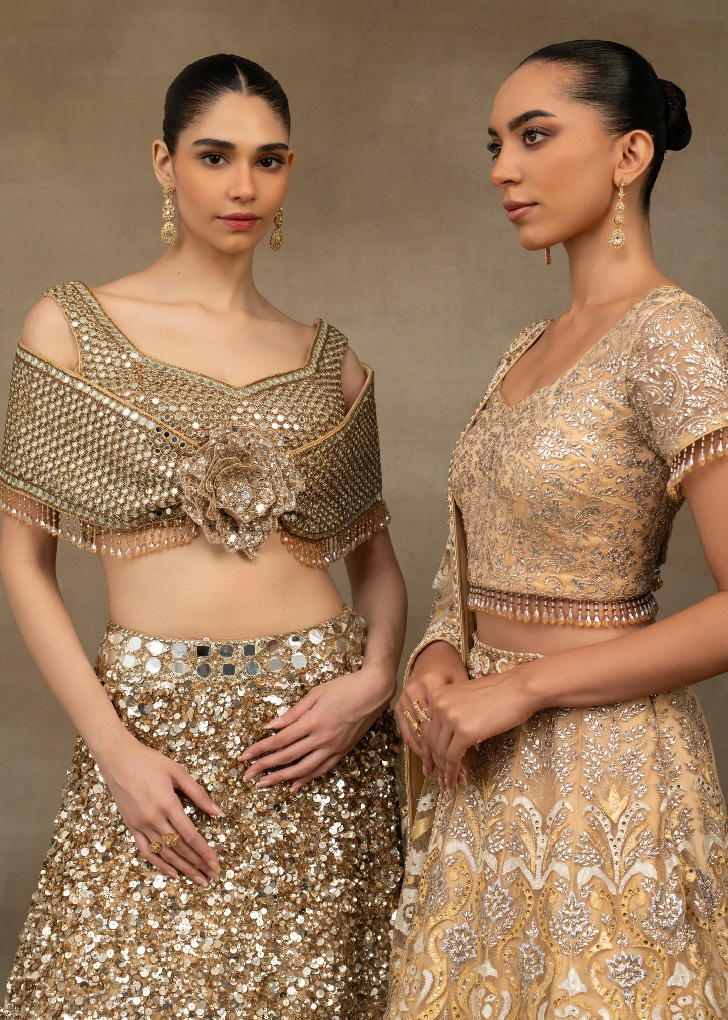 Beige Butterfly Lehenga Set