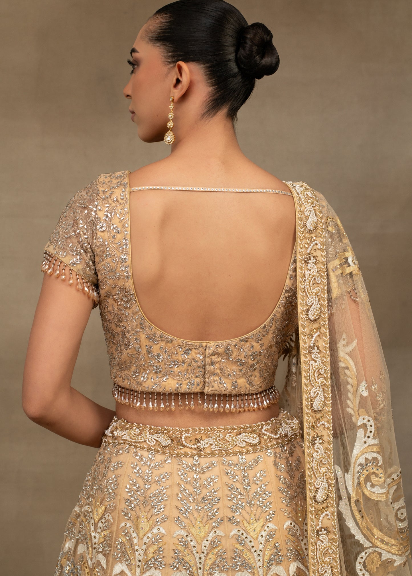 Beige Butterfly Lehenga Set