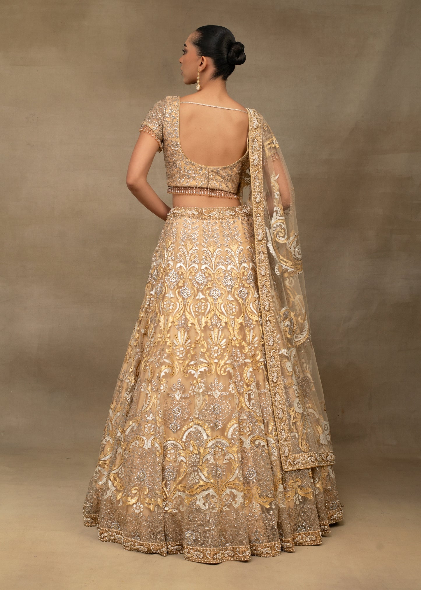Beige Butterfly Lehenga Set