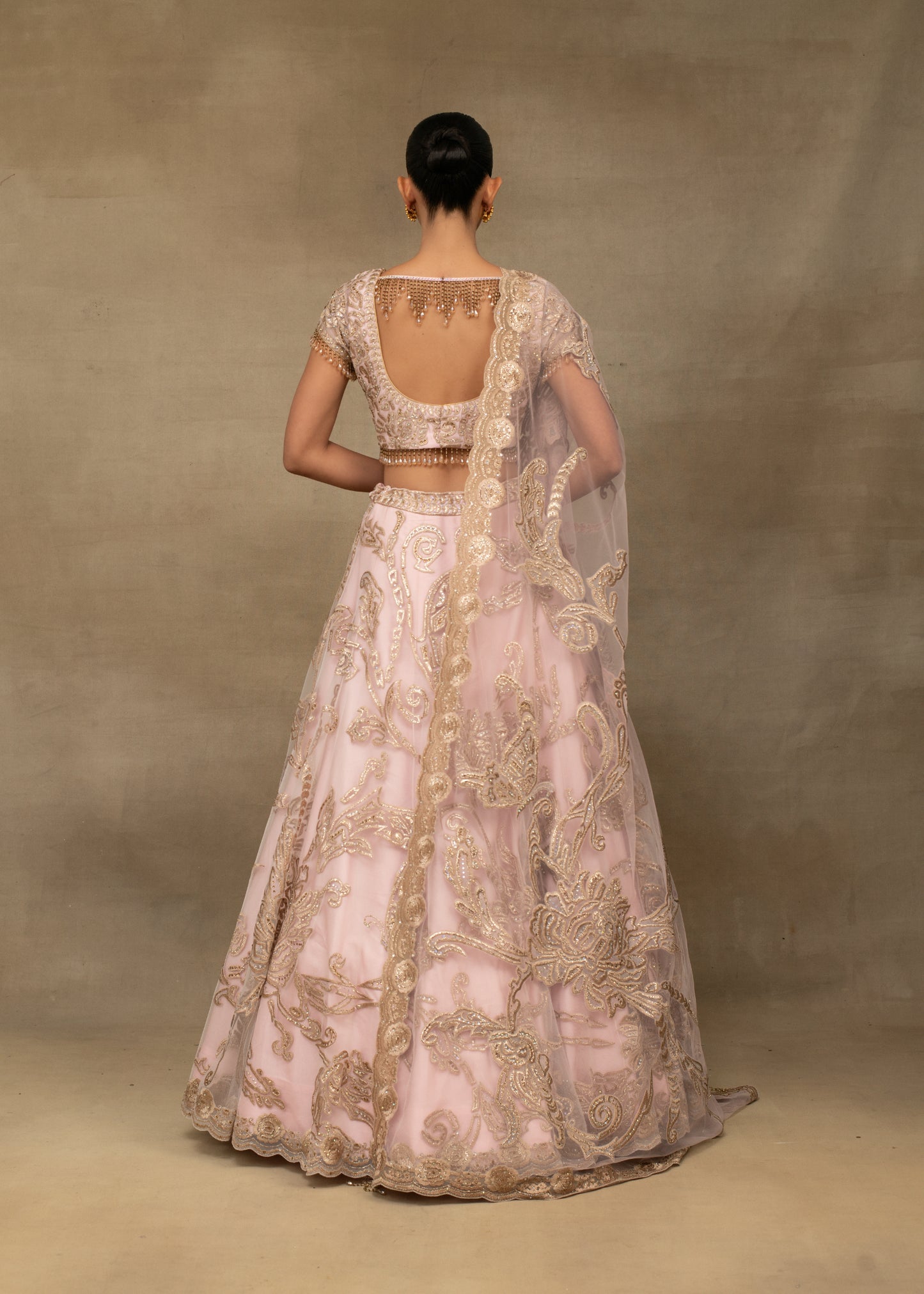 Blush Pink Embroidered Lehenga with Paisley Motifs