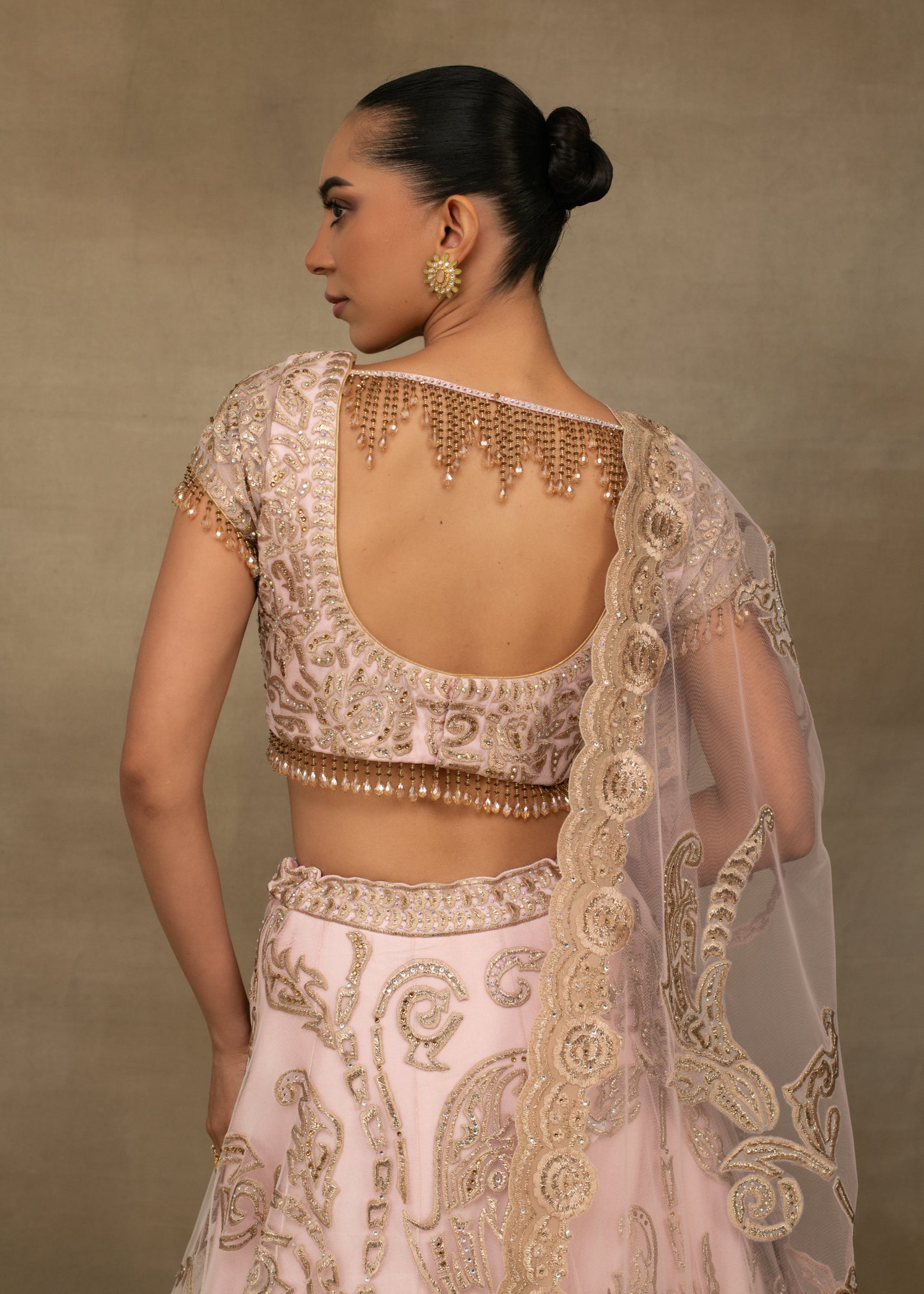 Blush Pink Embroidered Lehenga with Paisley Motifs