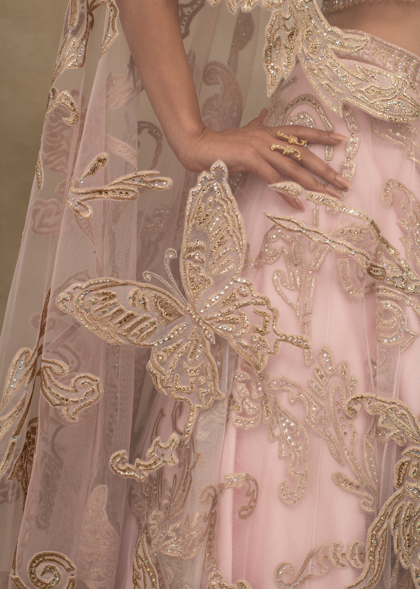 Blush Pink Embroidered Lehenga with Paisley Motifs