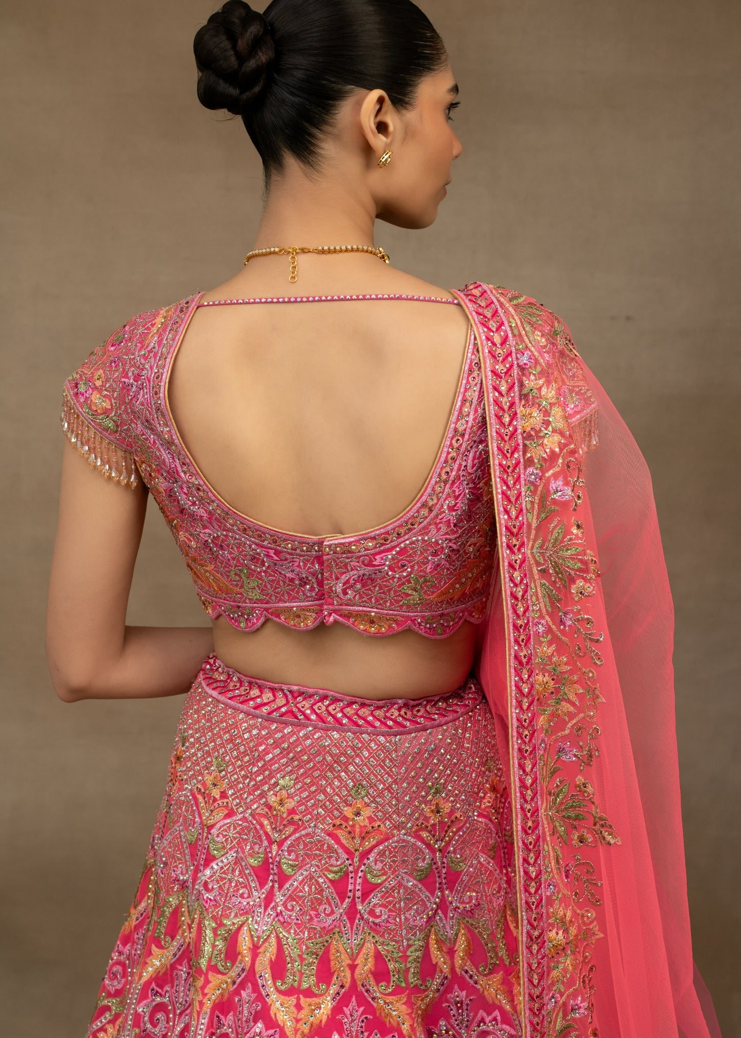 Fuchsia Pink Embroidered Lehenga with Dupatta