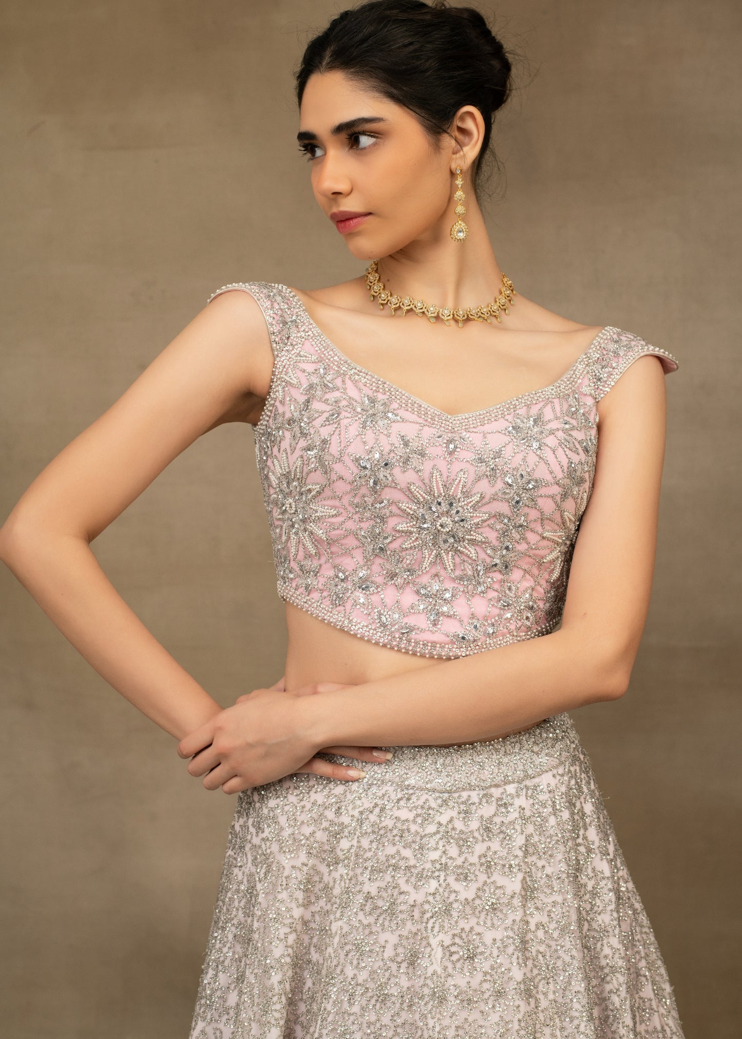 Pearl and Sequin Lehenga Set