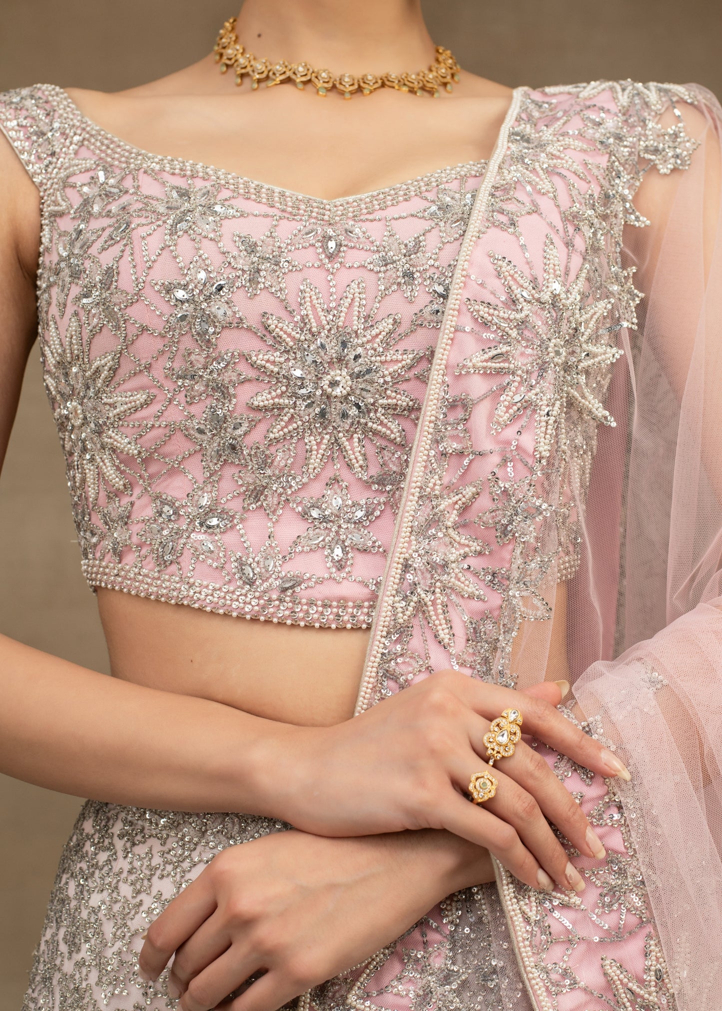 Pearl and Sequin Lehenga Set