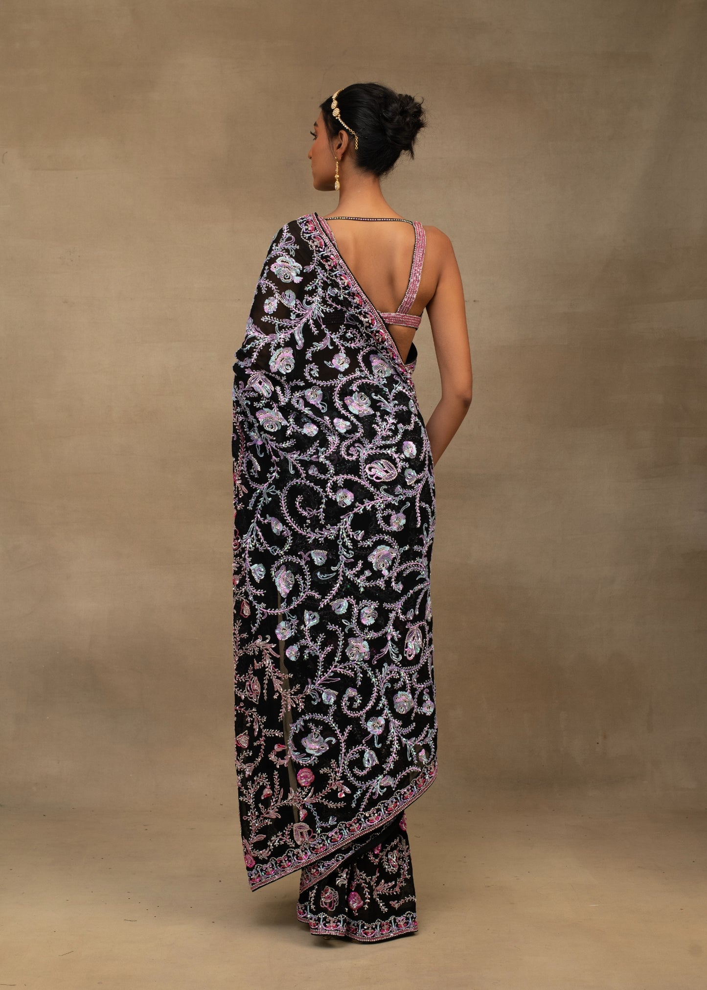 Black Paisley Saree with Blouse.