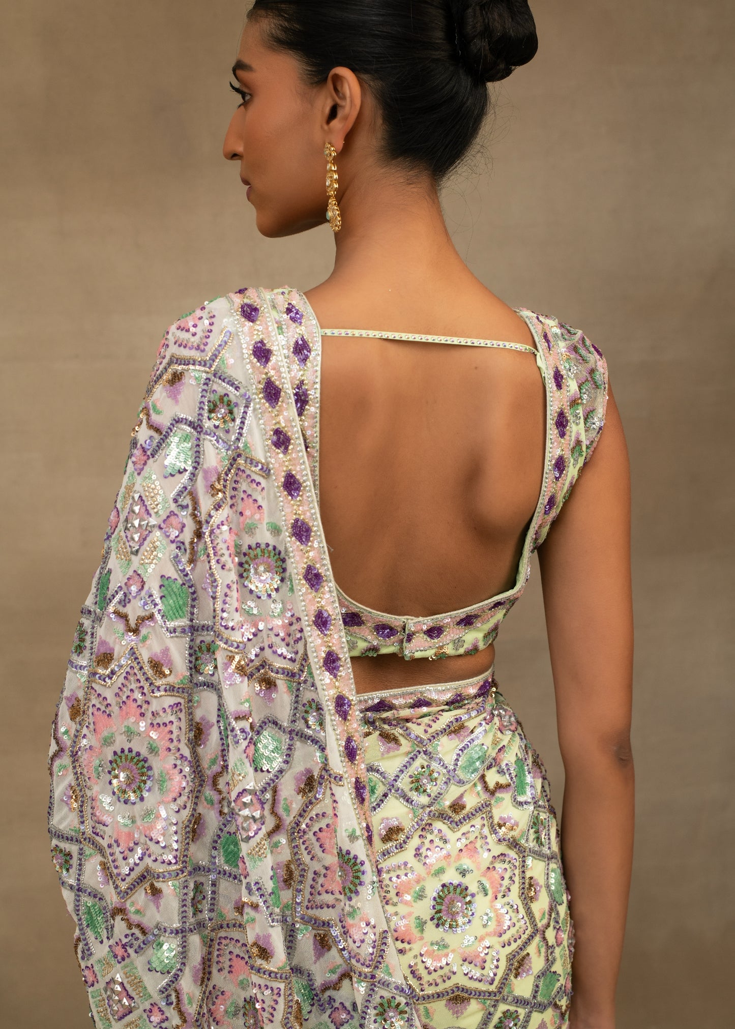 Pastel Toned Saree with blouse.