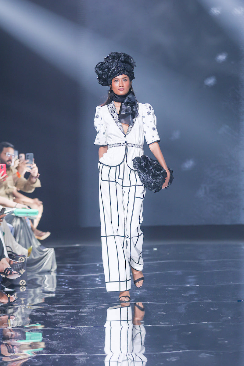 The Ivory Grid Tailored Jacket