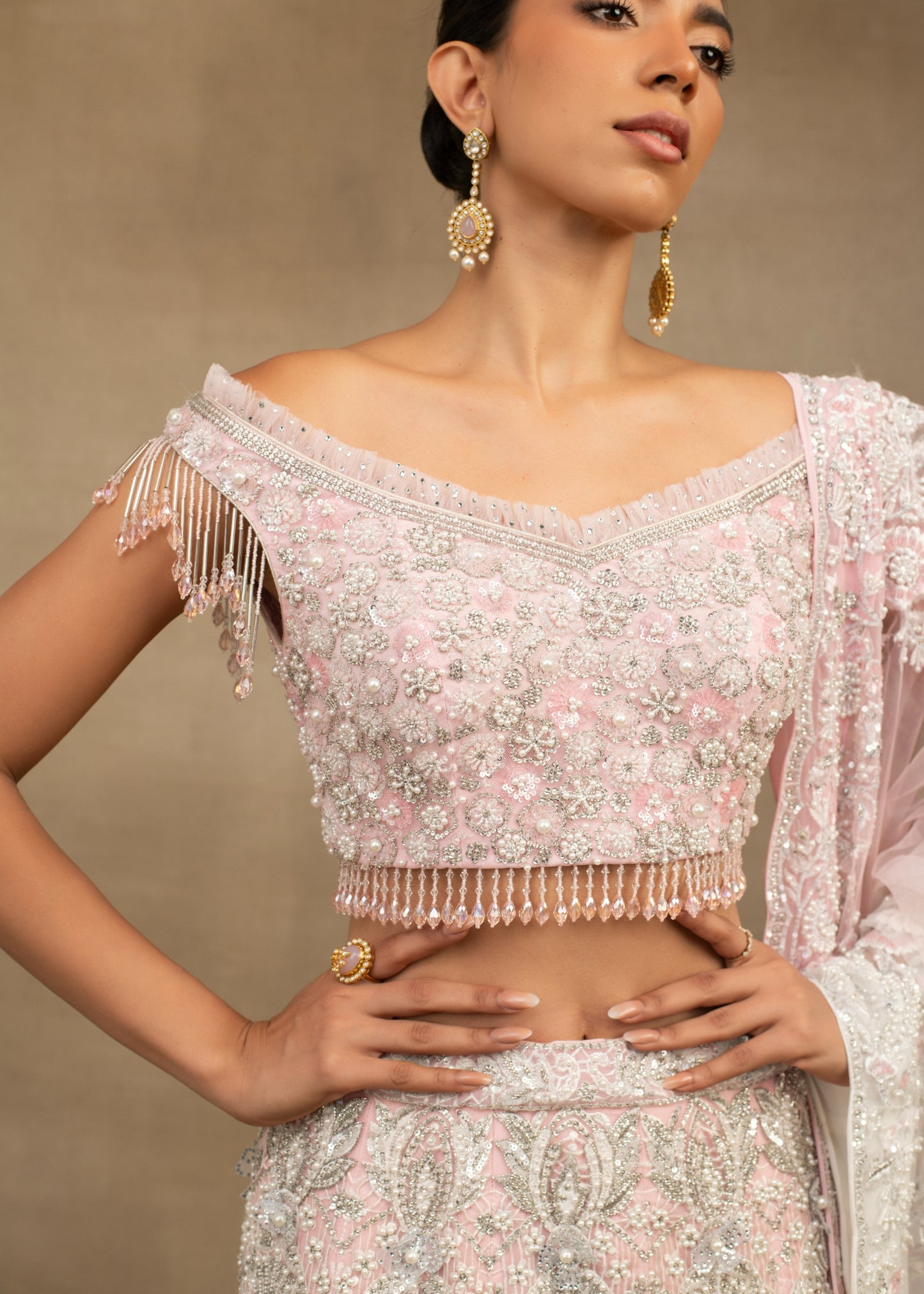 Mermaid style Blush Pink Lehenga Set