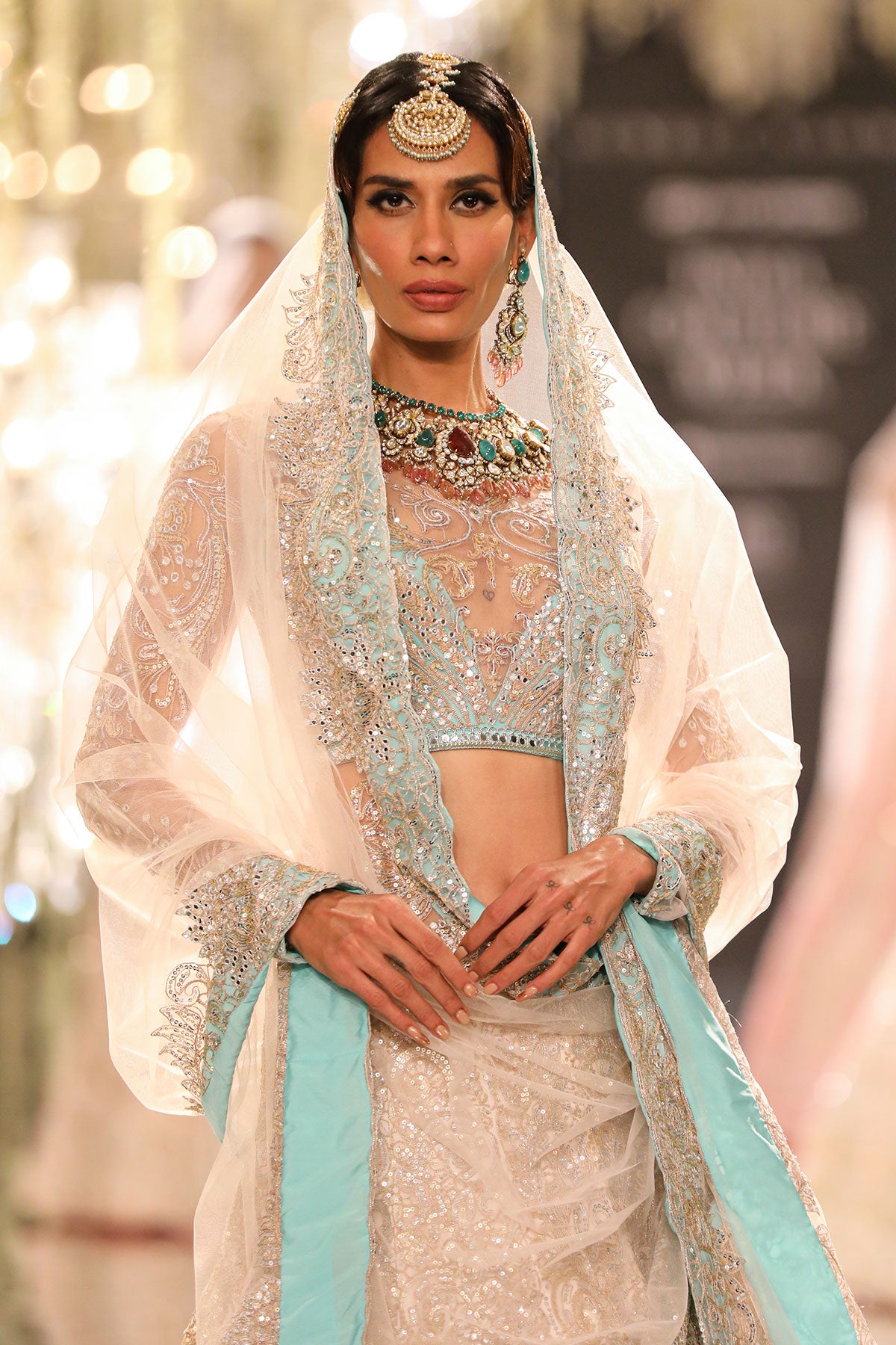 Ivory Aari Embroidered Lehenga