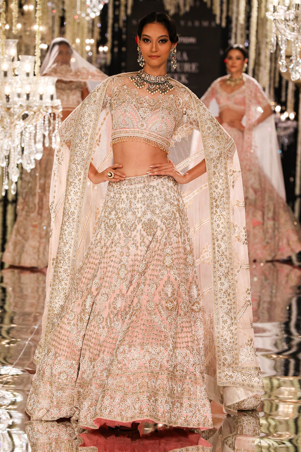 Blush Thread & Crystal Embroidered Lehenga