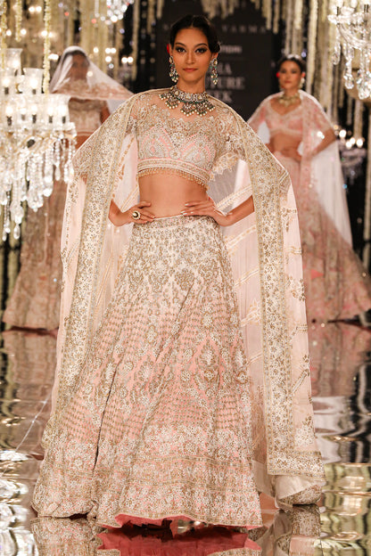 Blush Thread & Crystal Embroidered Lehenga