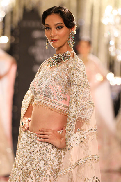 Blush Thread & Crystal Embroidered Lehenga