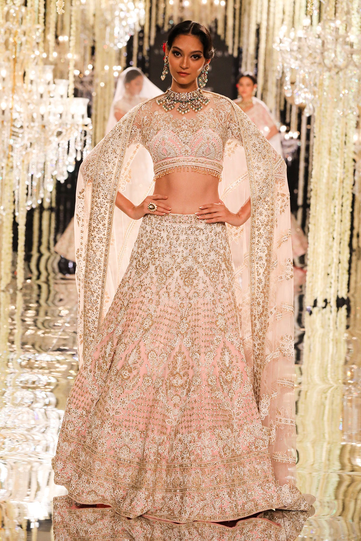 Blush Thread & Crystal Embroidered Lehenga