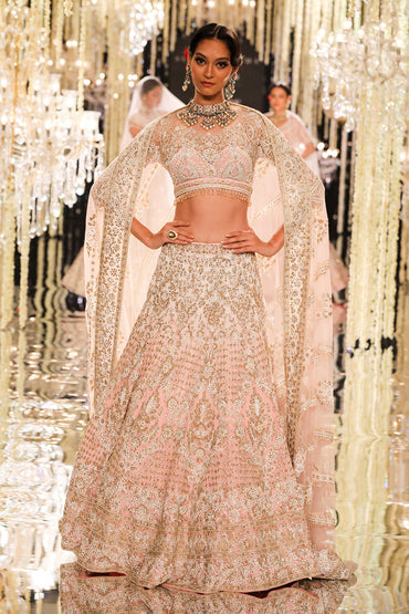 Blush Thread & Crystal Embroidered Lehenga