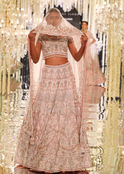 Blush Pink Zardozi & Threadwork Lehenga