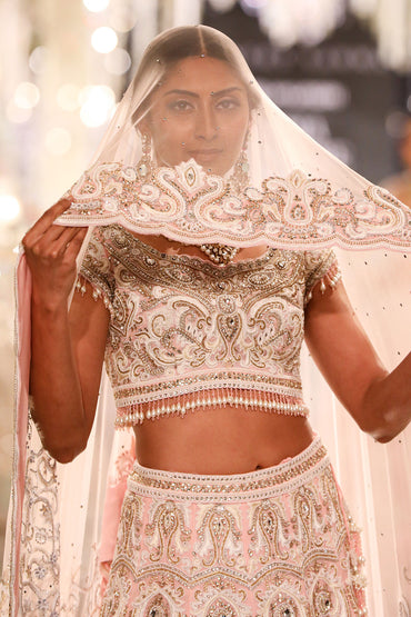 Blush Pink Zardozi & Threadwork Lehenga
