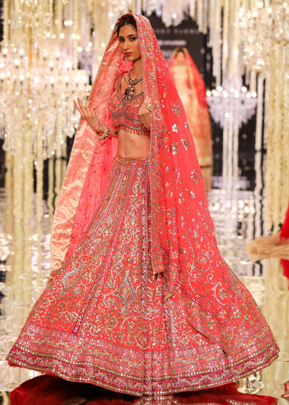 Coral Gota & Zari Embroidered Lehenga