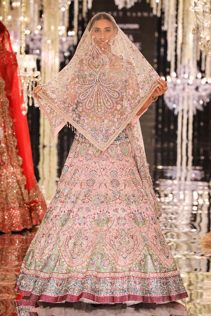 Blush Silk Jacquard Swarovski Lehenga