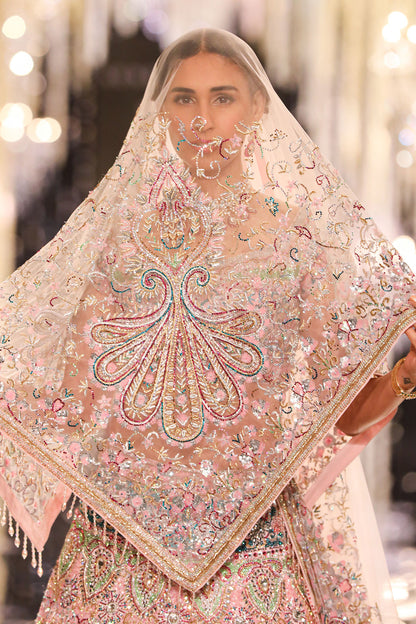 Blush Silk Jacquard Swarovski Lehenga