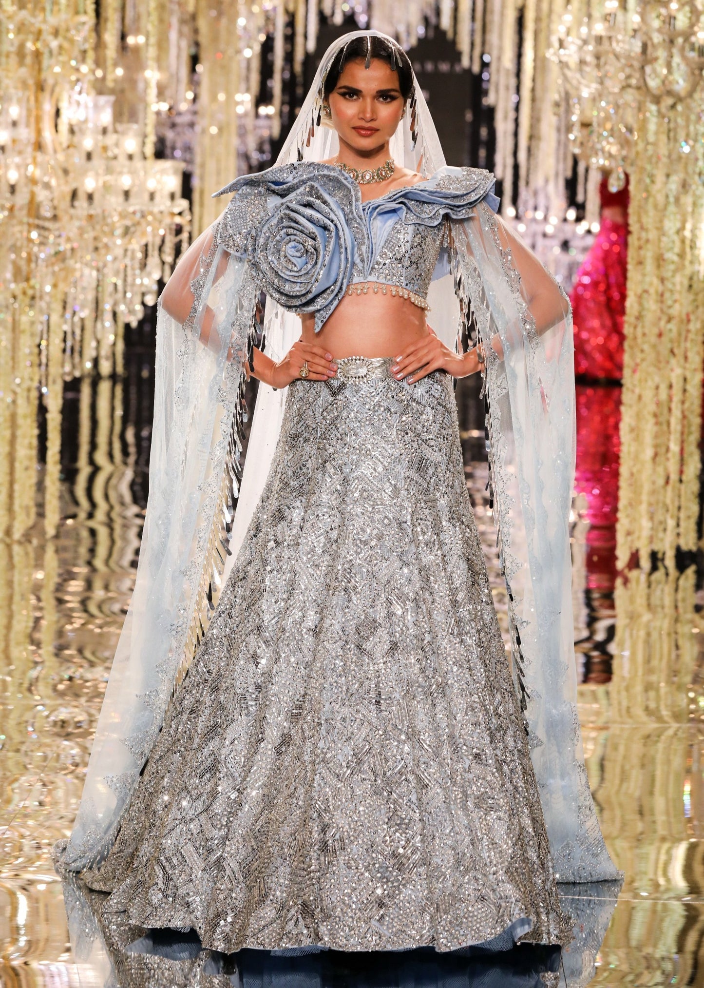 Ice Blue Sequin Embroidered Lehenga