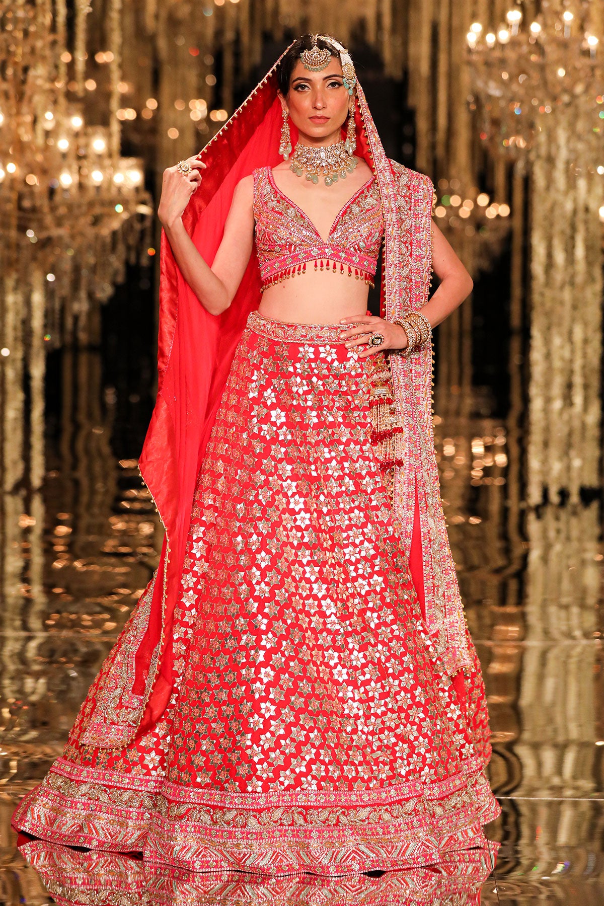 Sindhoor Red Gota & Zardozi Embroidered Ensemble