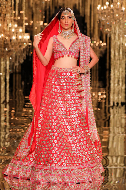 Sindhoor Red Gota & Zardozi Embroidered Ensemble