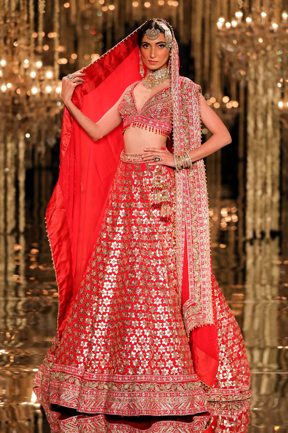 Sindhoor Red Gota & Zardozi Embroidered Ensemble