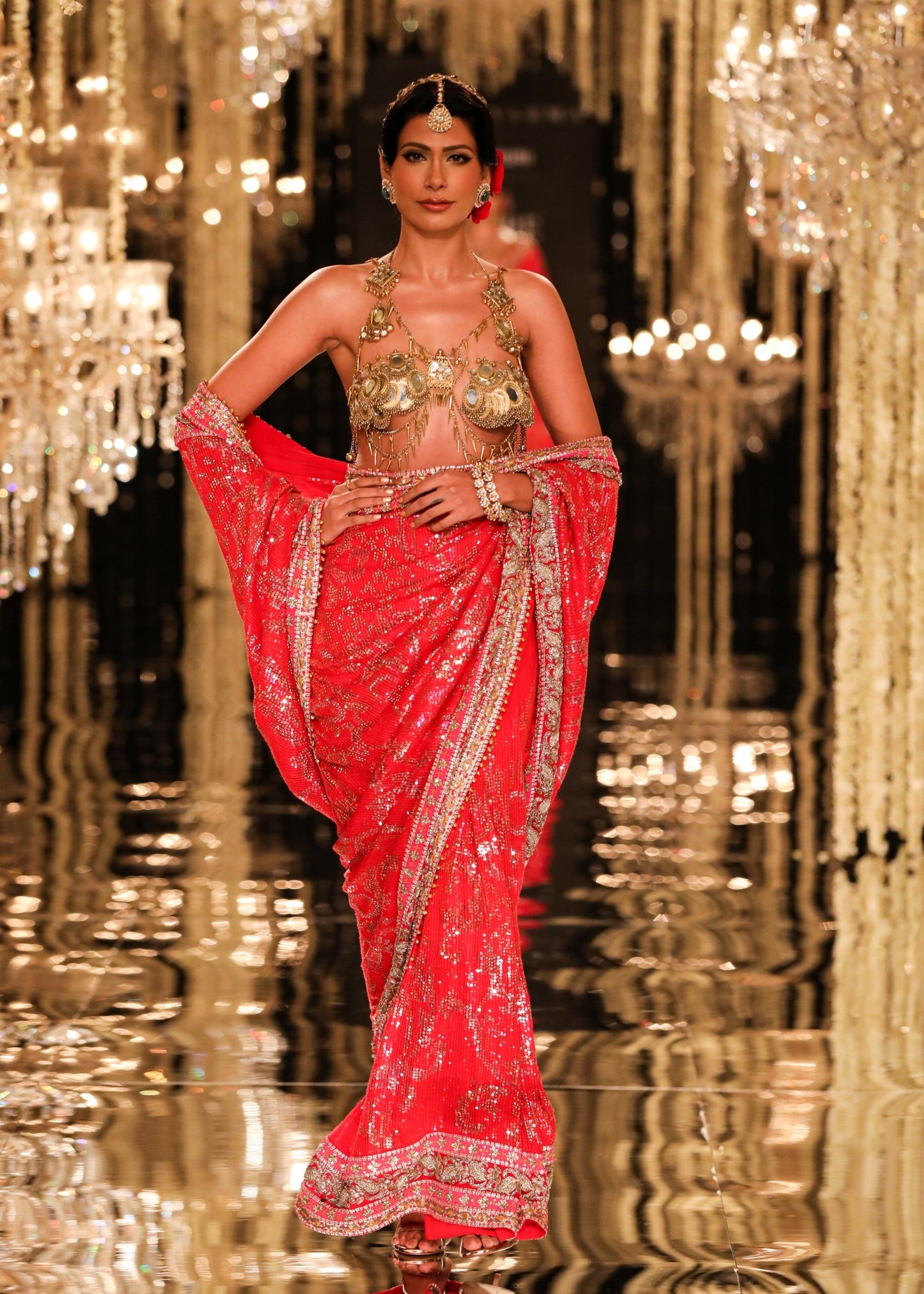 Red & Gold Sheeting Saree