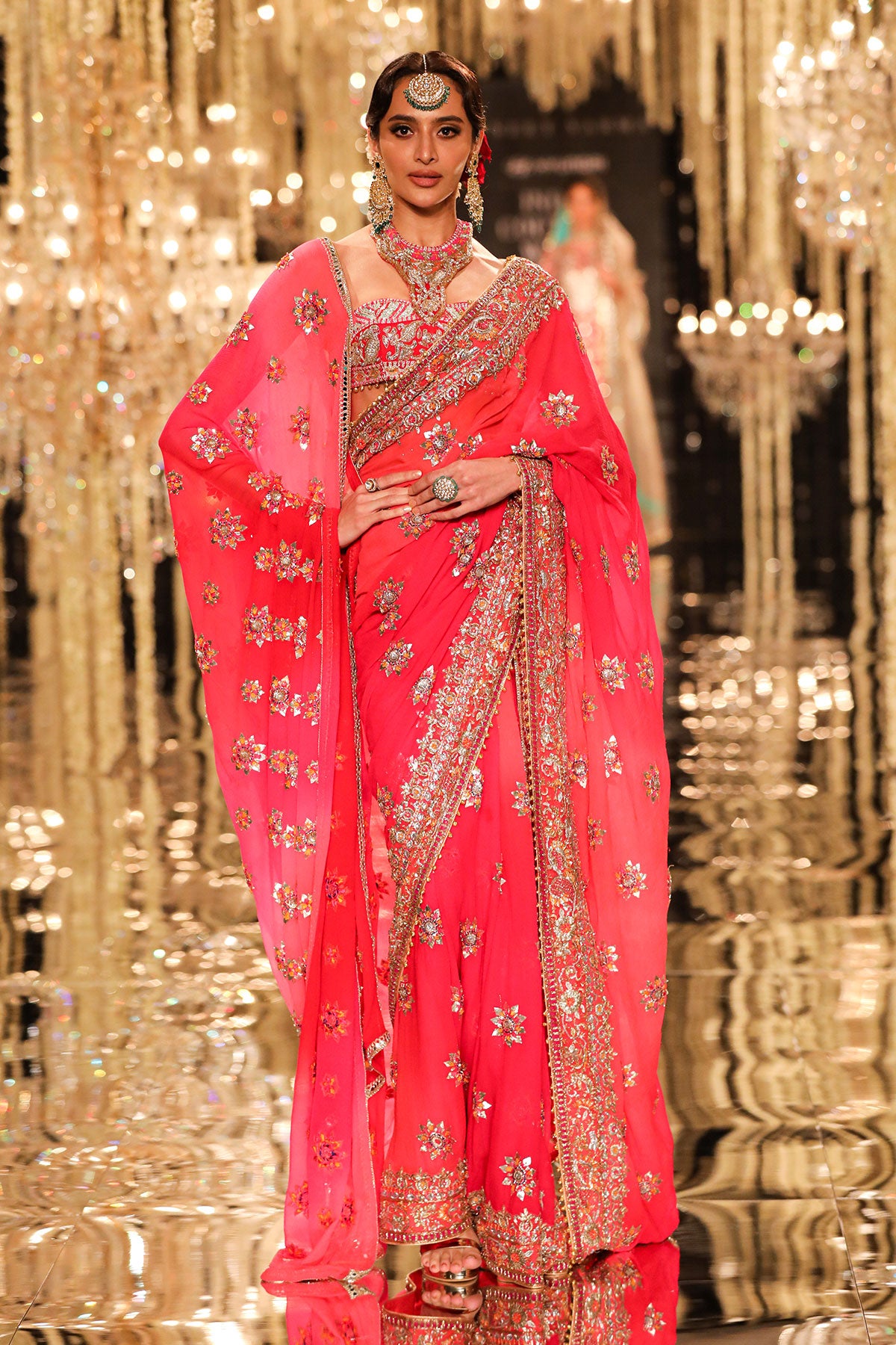 Ivory Zardozi & Gota Saree