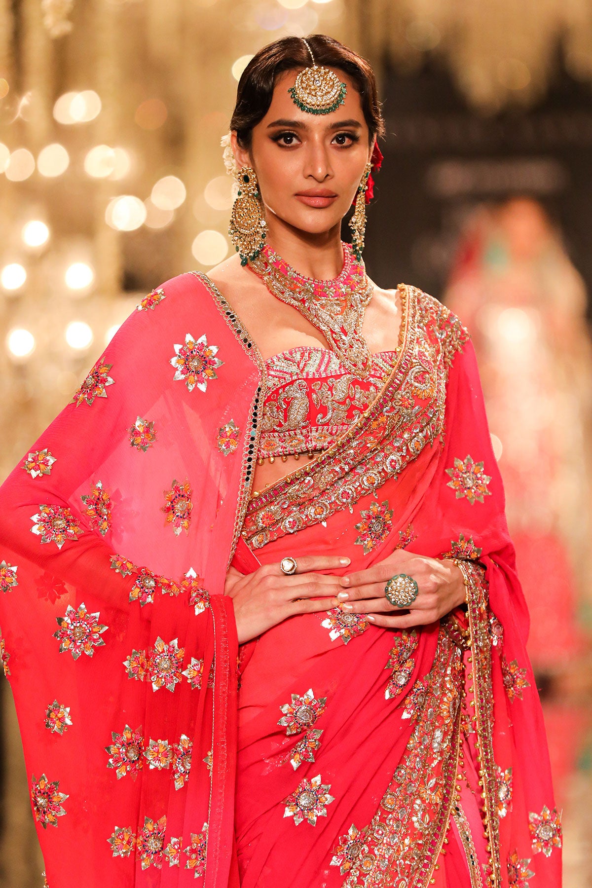 Ivory Zardozi & Gota Saree