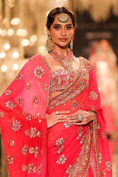 Ivory Zardozi & Gota Saree