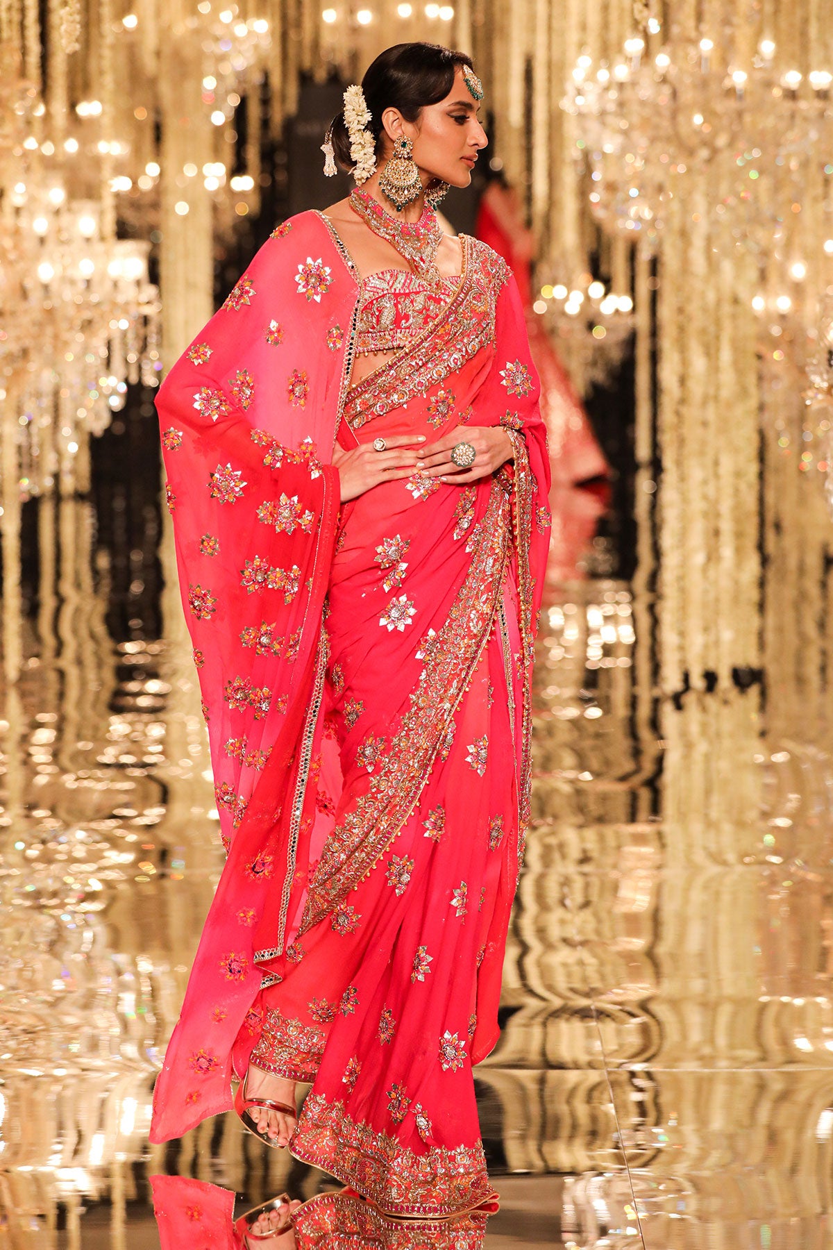 Ivory Zardozi & Gota Saree