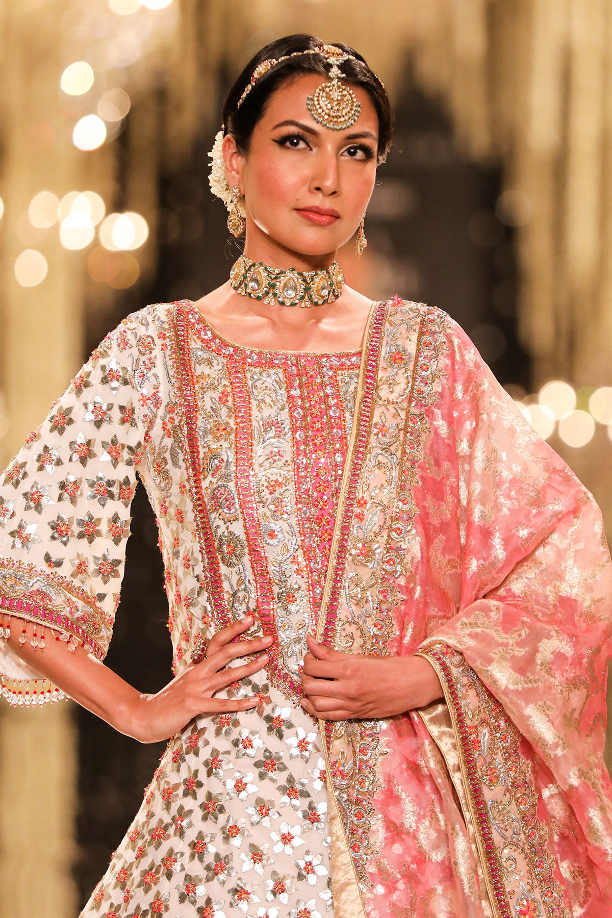 Ivory & Coral Gota Kurta Set