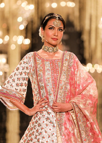 Ivory & Coral Gota Kurta Set