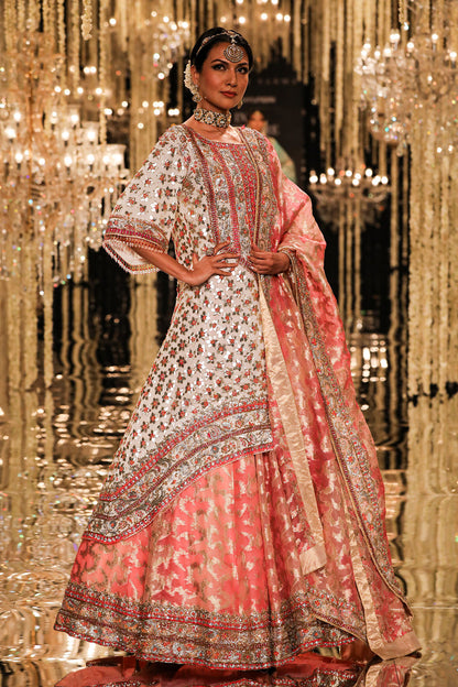 Ivory & Coral Gota Kurta Set