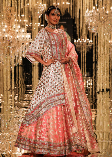 Ivory & Coral Gota Kurta Set