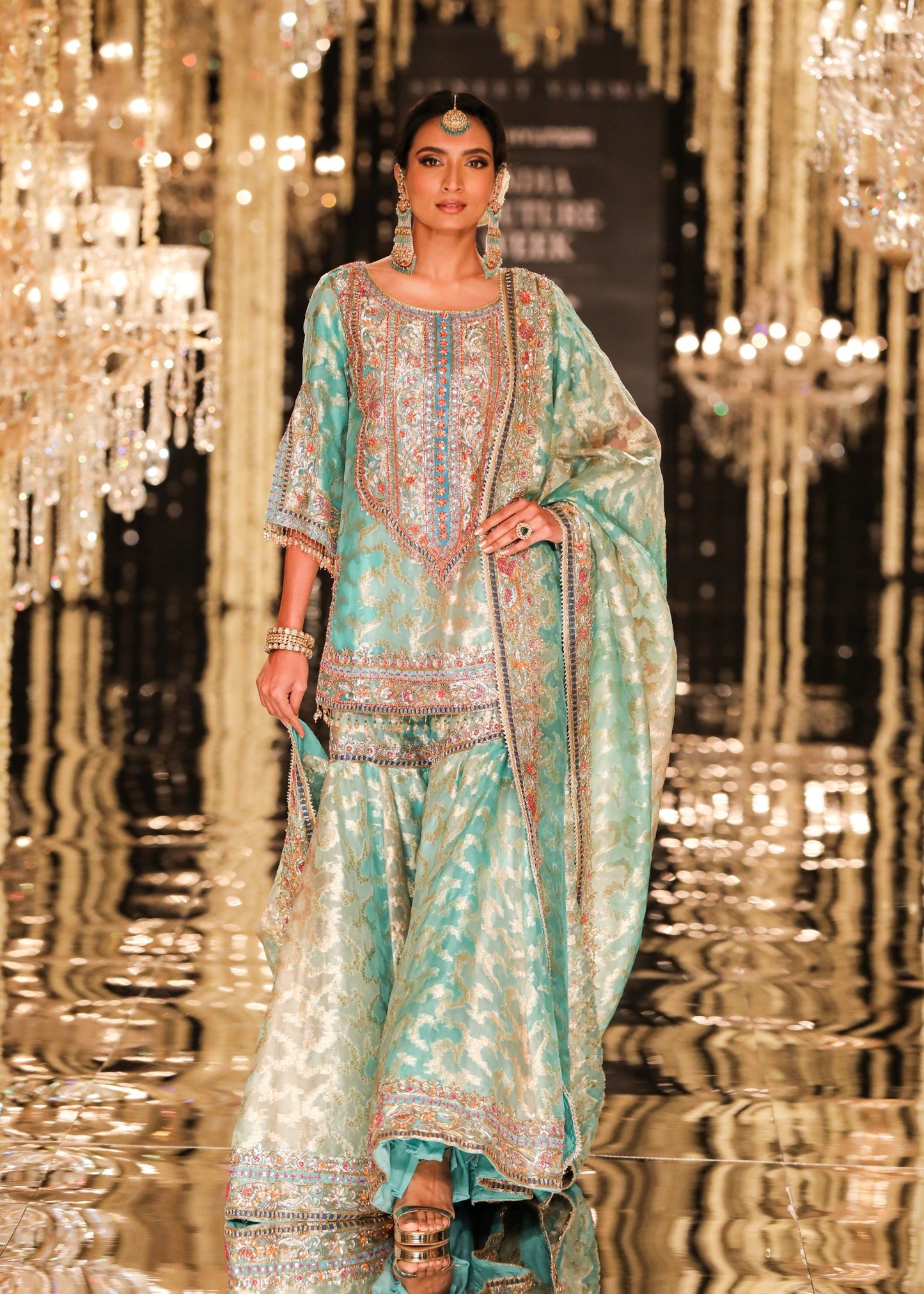 Green Banarasi Gota Kurta & Sharara Set