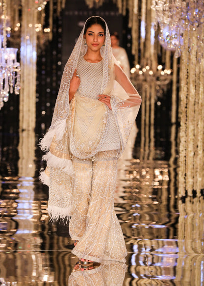 Nude Pearl & Crystal Sharara Set