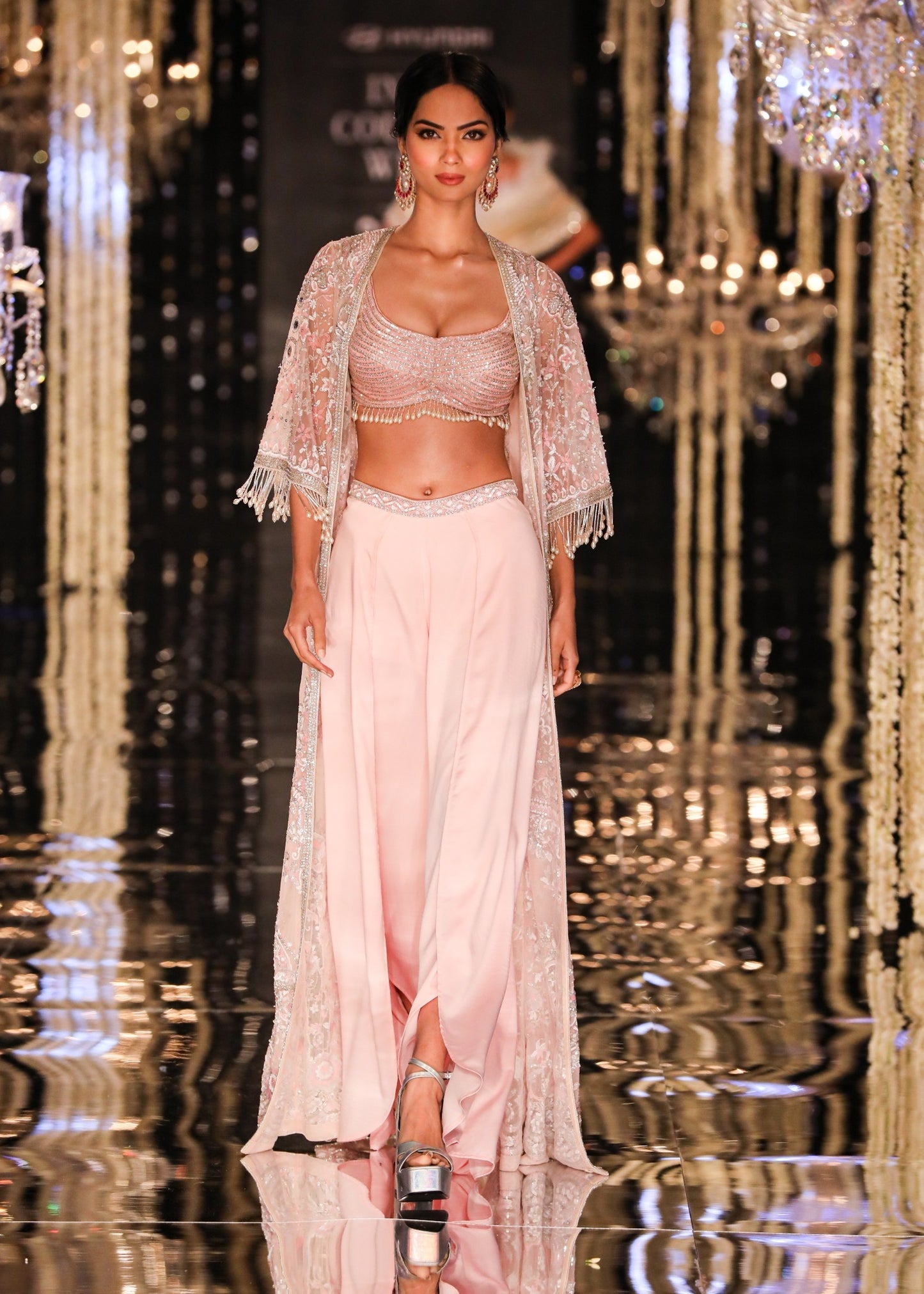 Pink Crystal & Bead Embroidered 3 Piece Set