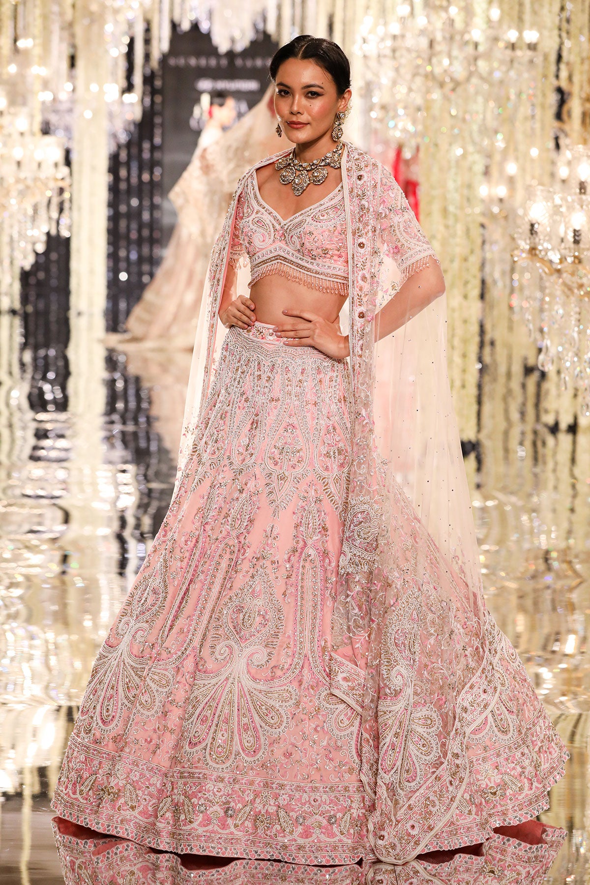 Blush Pink Thread & Zardozi Embroidered Lehenga