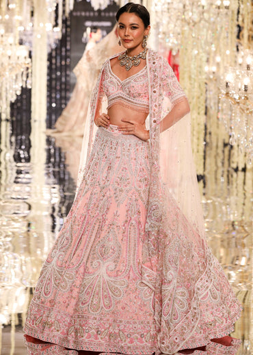 Blush Pink Thread & Zardozi Embroidered Lehenga