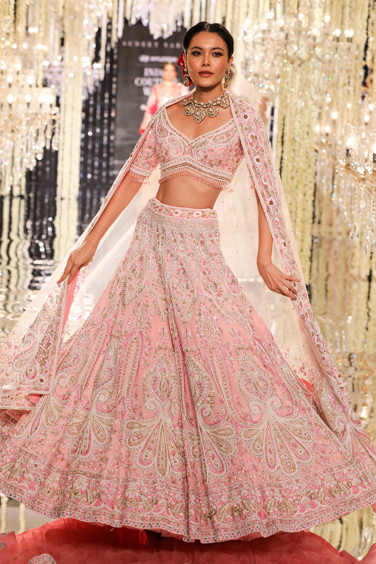 Blush Pink Thread & Zardozi Embroidered Lehenga
