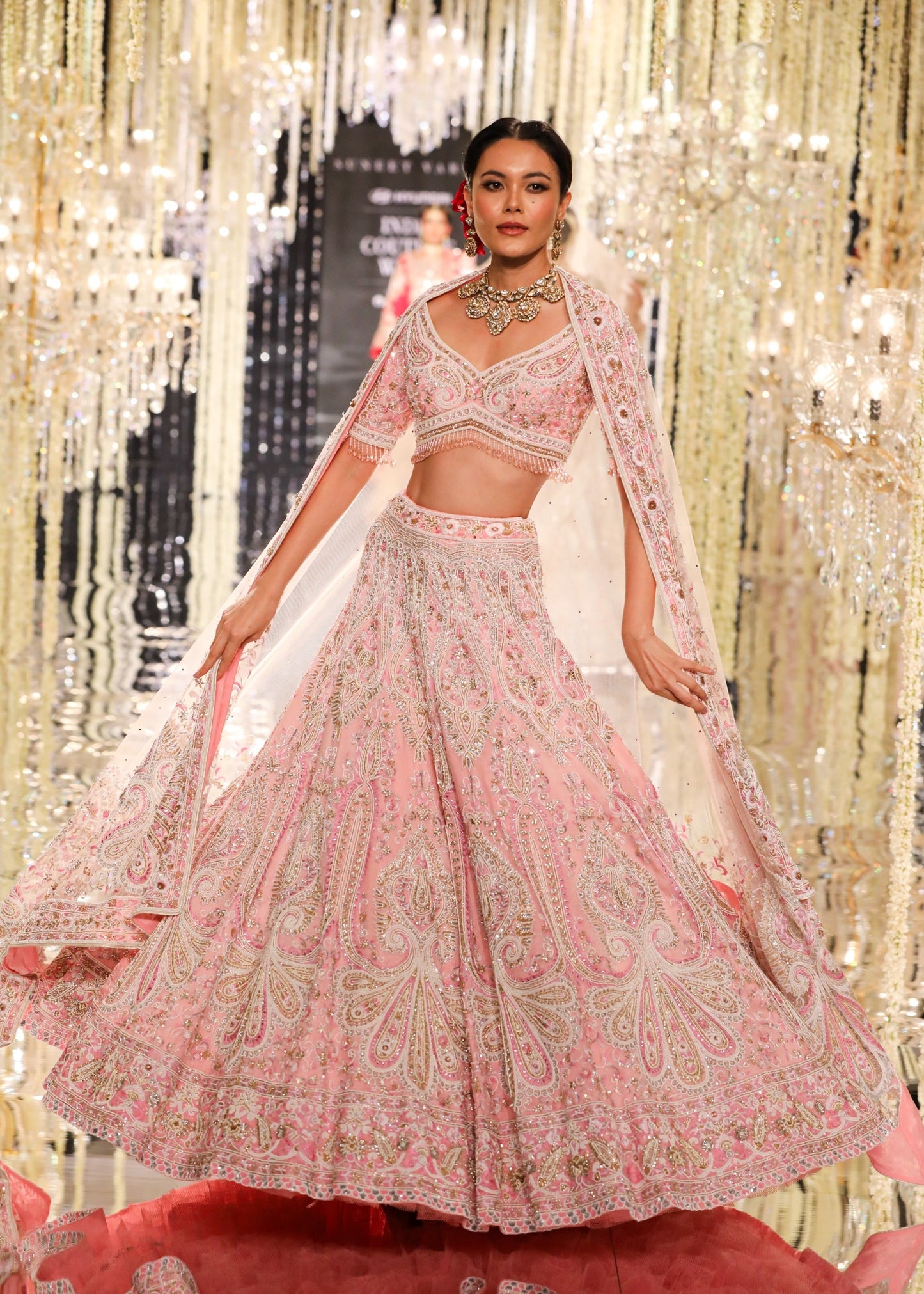 Blush Pink Thread & Zardozi Embroidered Lehenga