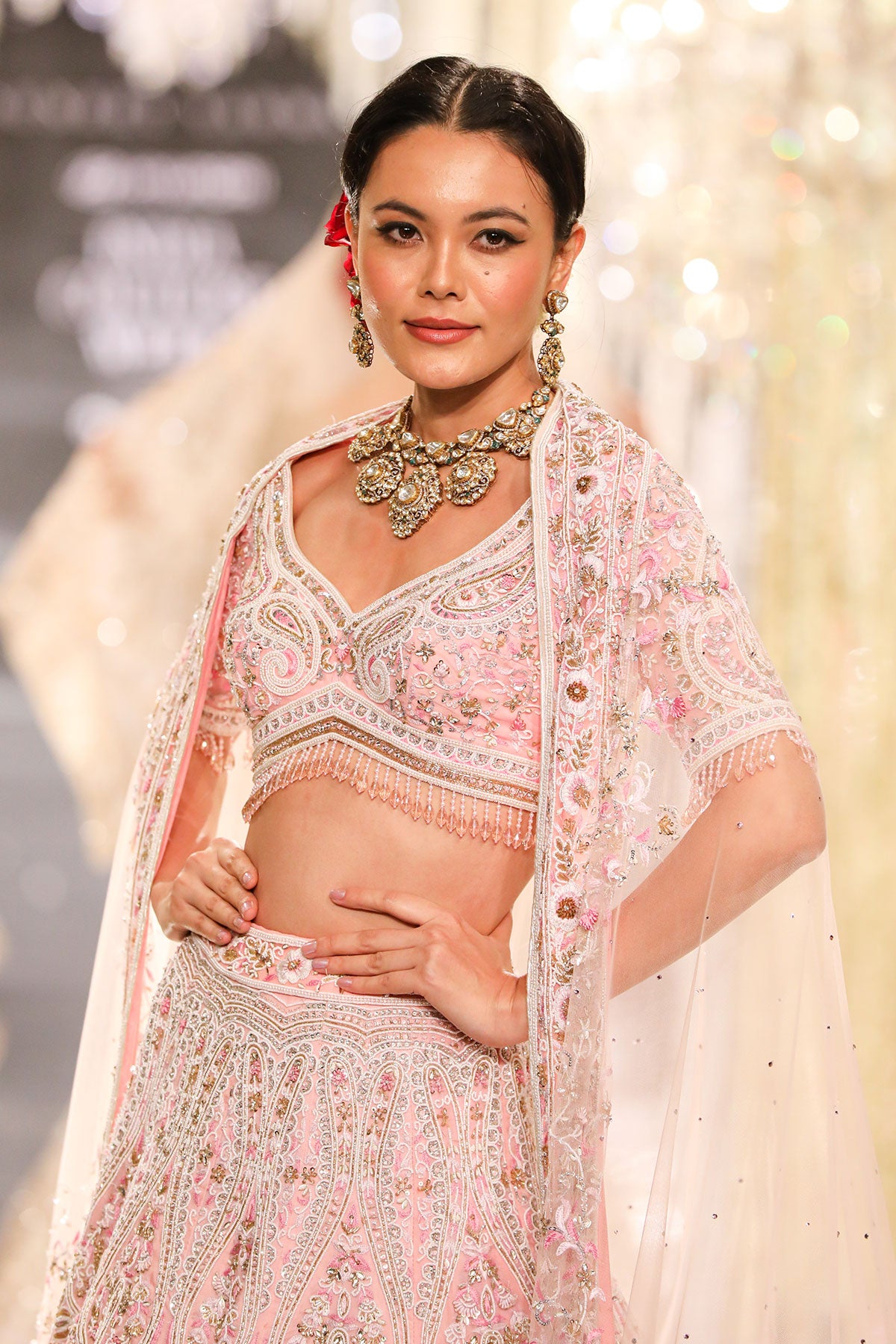 Blush Pink Thread & Zardozi Embroidered Lehenga