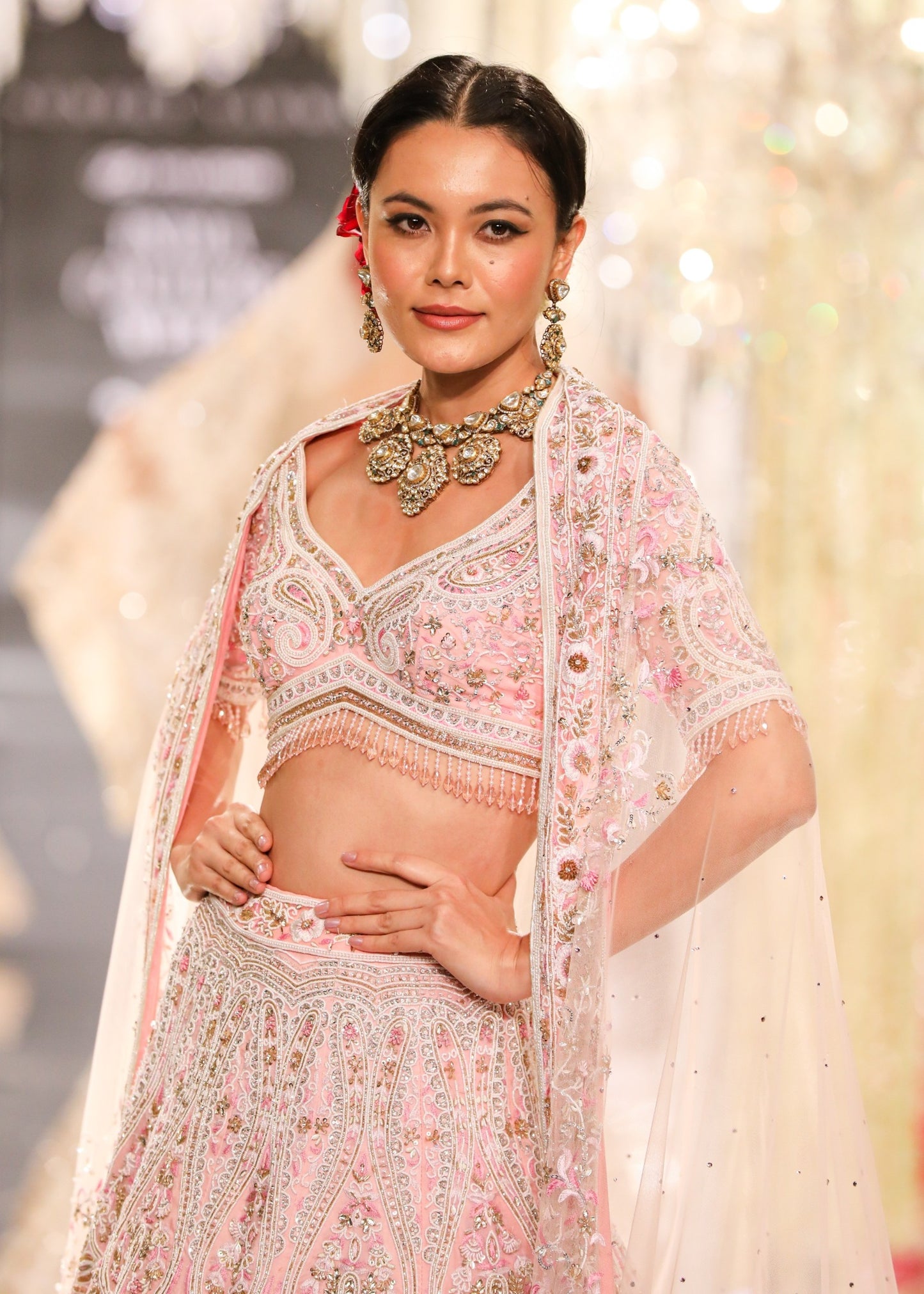 Blush Pink Thread & Zardozi Embroidered Lehenga