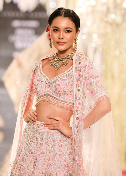 Blush Pink Thread & Zardozi Embroidered Lehenga