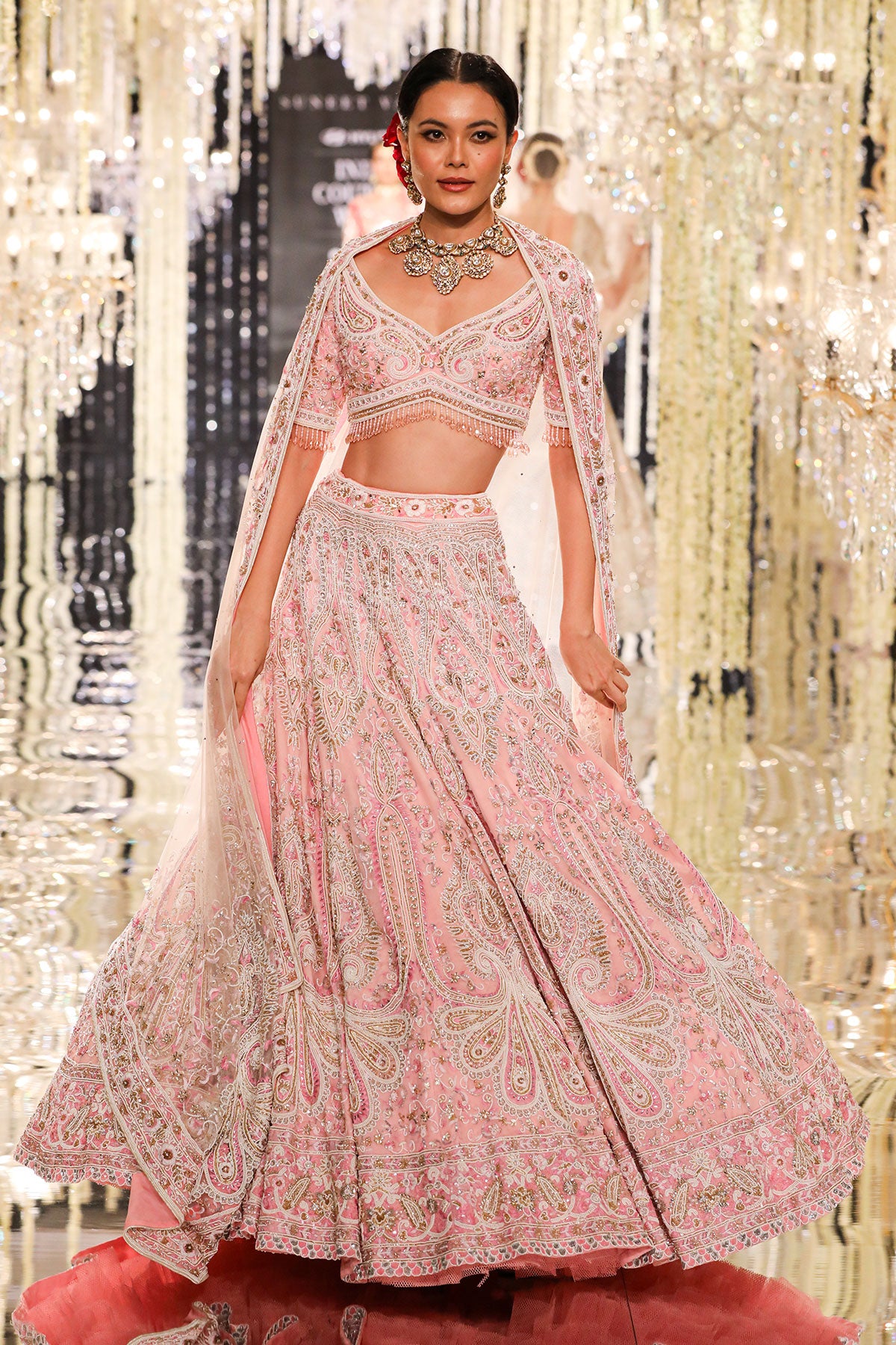 Blush Pink Thread & Zardozi Embroidered Lehenga